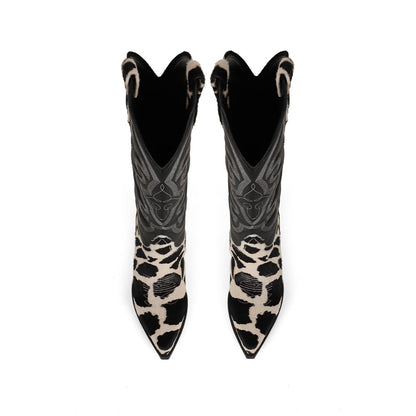 West Boot Black & White Leather