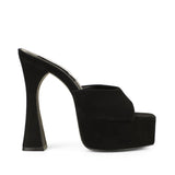 Valentina Platform Mule Black Leather