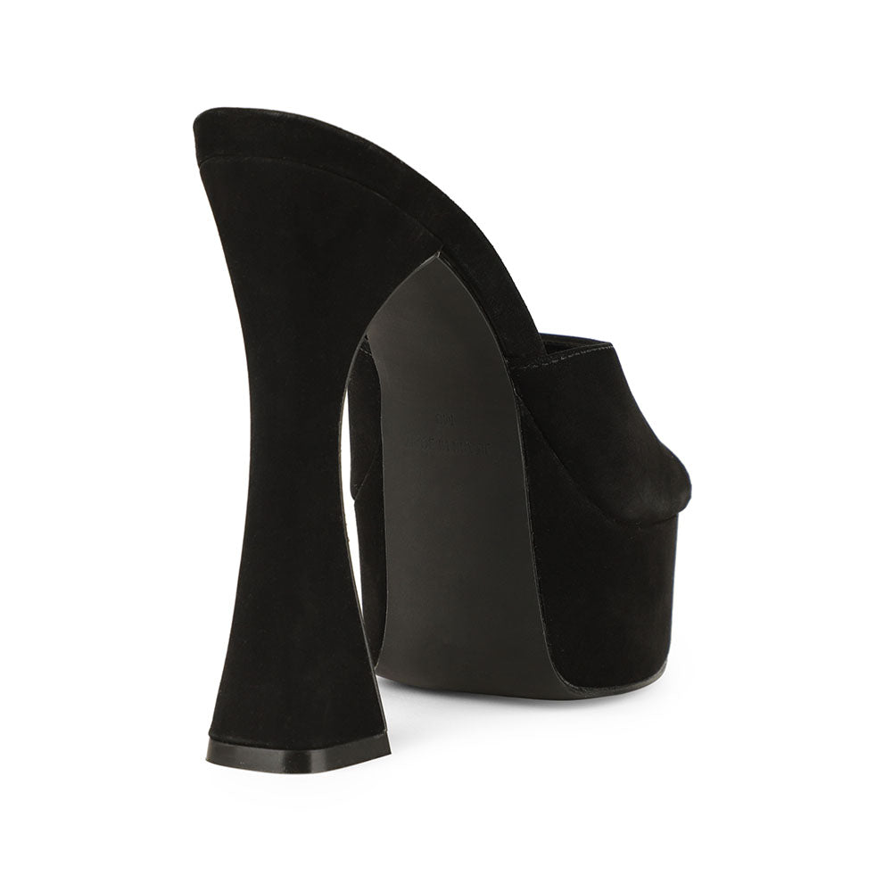 Valentina Platform Mule Black Leather - detail