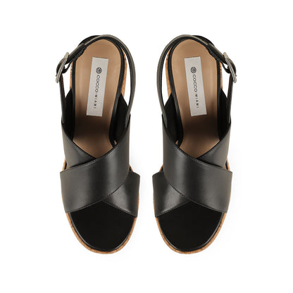 Celine Platform Sandals Leather Black, view 4