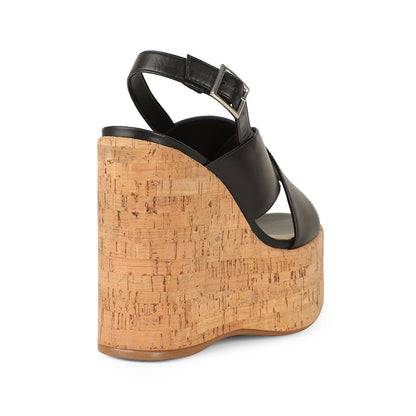 Celine Platform Sandals Leather Black, view 5