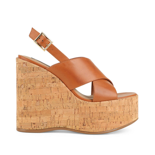 Celine Platform Sandals Leather Almond