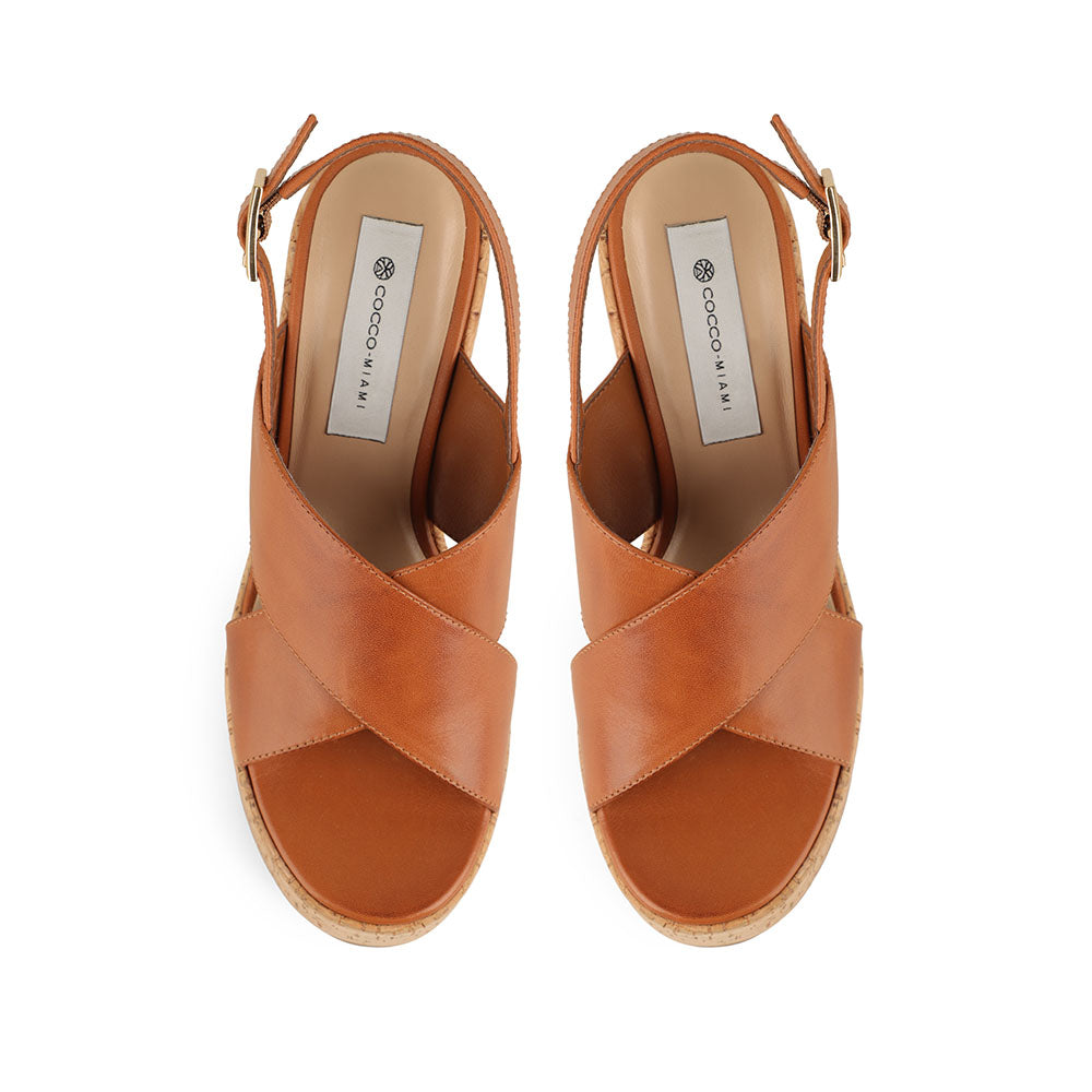Celine Platform Sandals Leather Almond