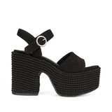 Lorena Rope Platform Sandal Black Suede