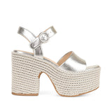 Lorena Rope Platform Sandal Silver Leather