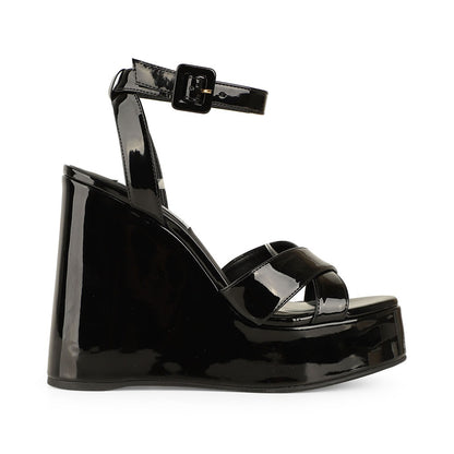 Catarina Wedge Black Patent Leather