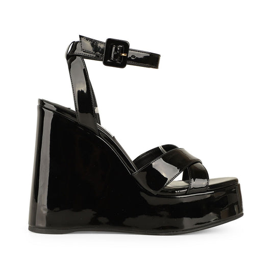 Catarina Wedge Black Patent Leather