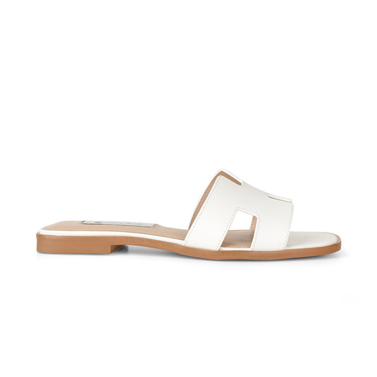 Bethany Flat Sandal Leather White