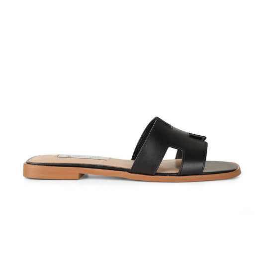 Bethany Flat Sandal Leather Black