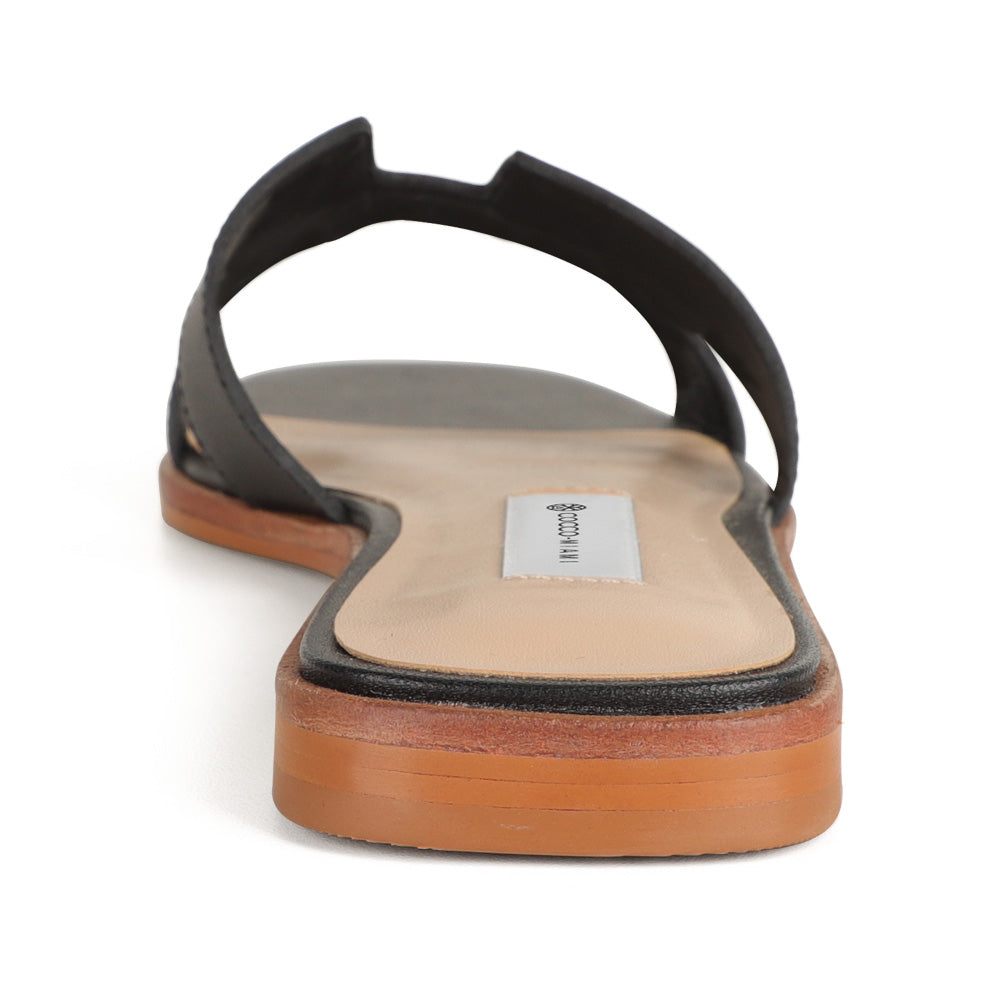 Bethany Flat Sandal Leather Black