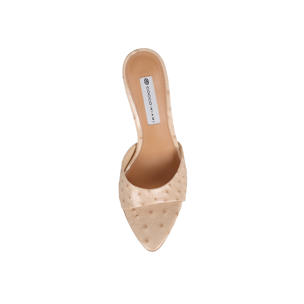 Nola mule in nude leather, top view of the footbed