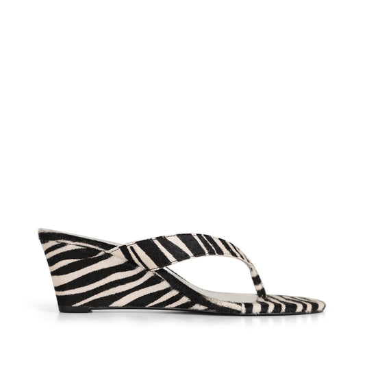 Gianna Wedge Thong Sandal Zebra Leather