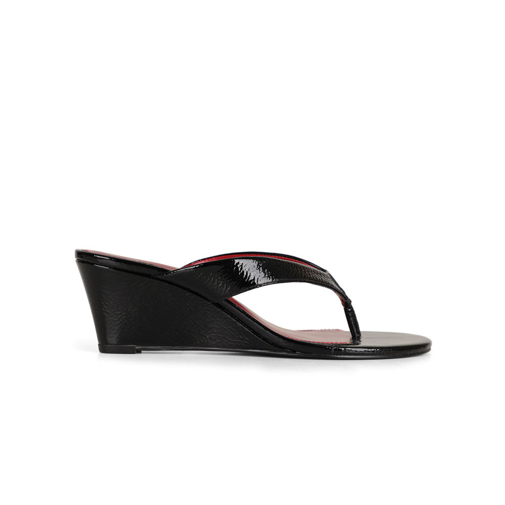 Gianna Platform Sandal Black Patent Leather