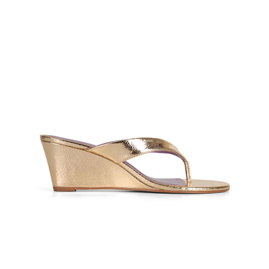 Gianna Platform Sandal Gold Leather
