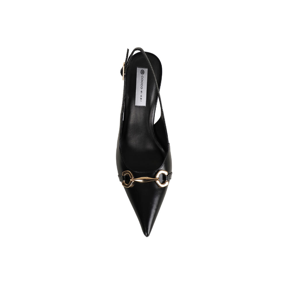 Elaine Pump Black Leather, top view
