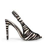 Tacón Fiorella de piel con pelo animal print