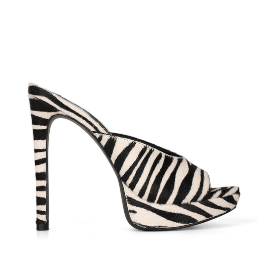Elena Platform Mule Zebra Hair-On Leather