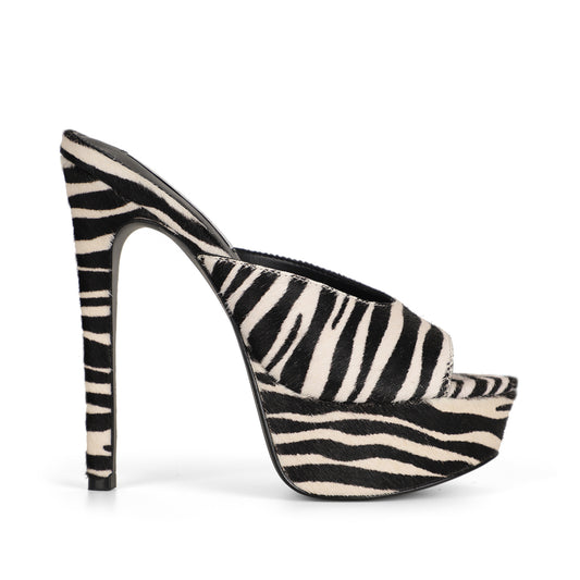 Layla Platform Mule Animal Hair-On Leather
