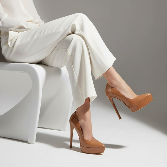 Giulia Platform Pumps Almond