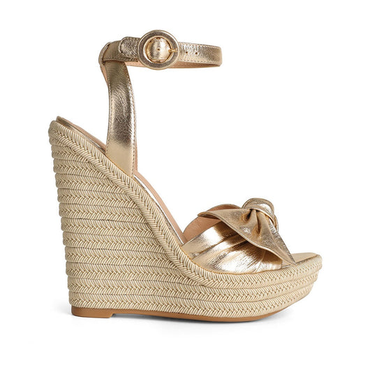 Alana Espadrille Wedge Gold Leather