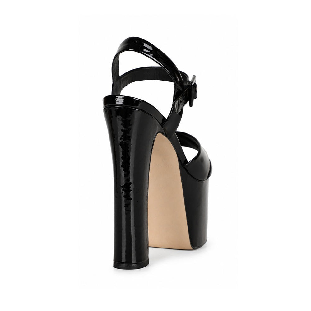 Zoe Platform Sandal Black Patent Leather, view 4