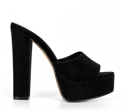 Angelica Platform Mule Black Nobuck Leather