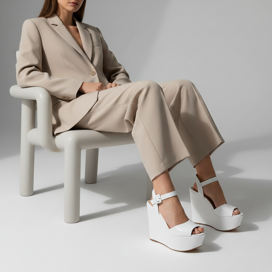 Beth Platform Leather White