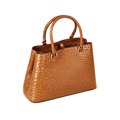 Aurora Ostrich Camel leather bag, view 4
