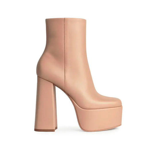 Chloe Platform Boot Nude Leather