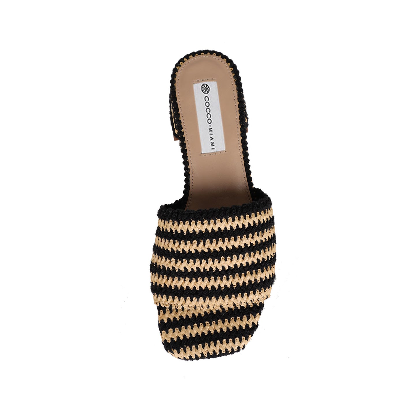 Emma Woven Raffia Mule Black/Natural