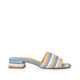 Emma Woven Raffia Mule Blue/Natural