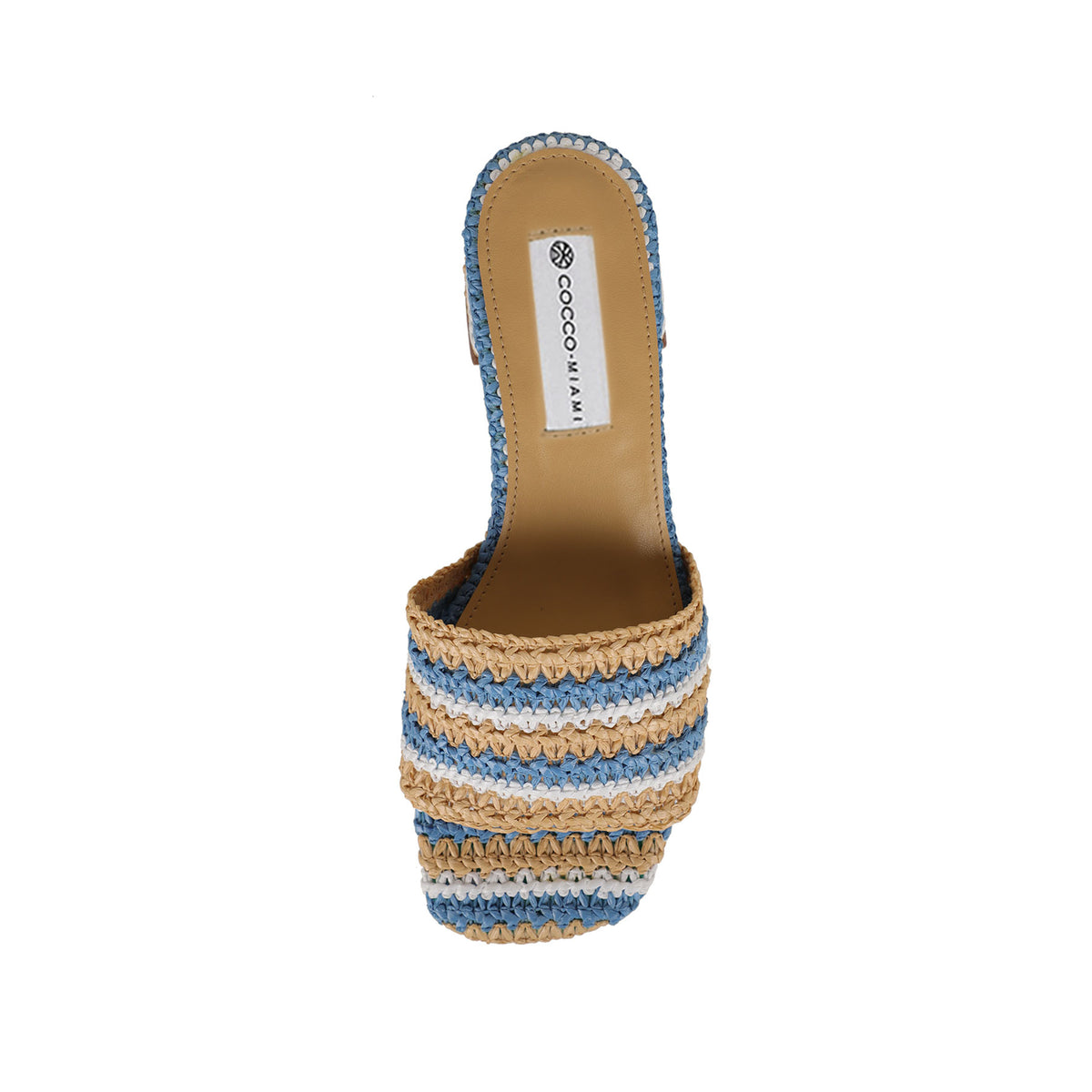 Emma Woven Raffia Mule Blue/Natural