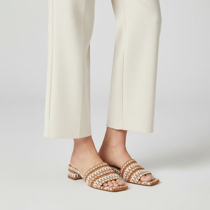 Emma Woven Raffia Mule Almond/White