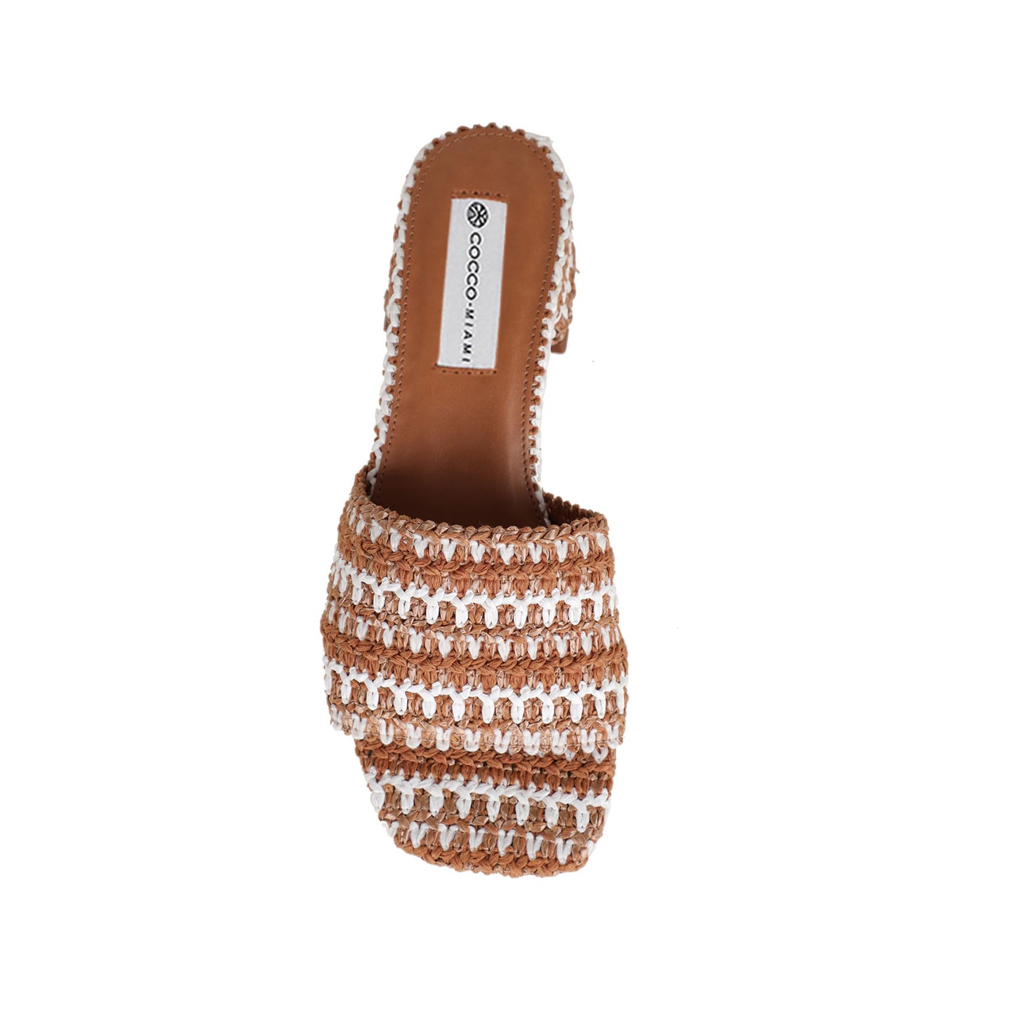 Emma Woven Raffia Mule Almond/White