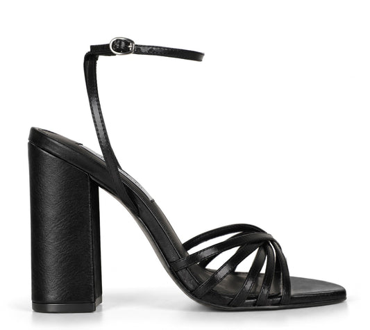 Isadora Block Heel Sandal Black Leather