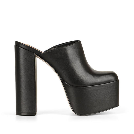 Paty Platform Mule Black Leather