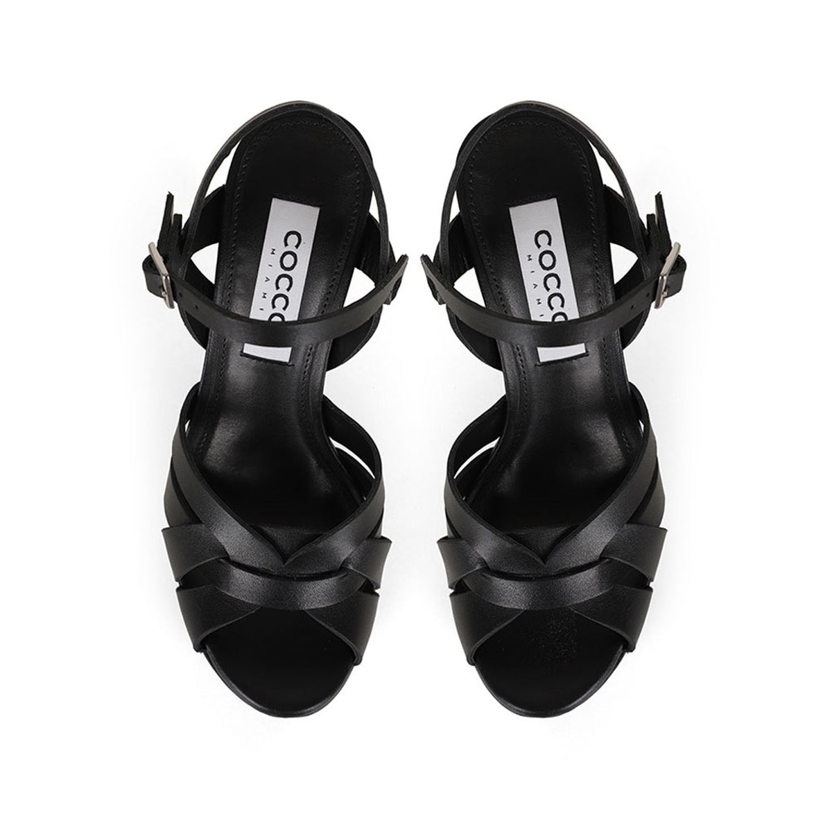 Tainara Wedge Black Leather, top view