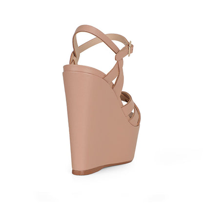 Tainara Wedge Nude Leather, back view