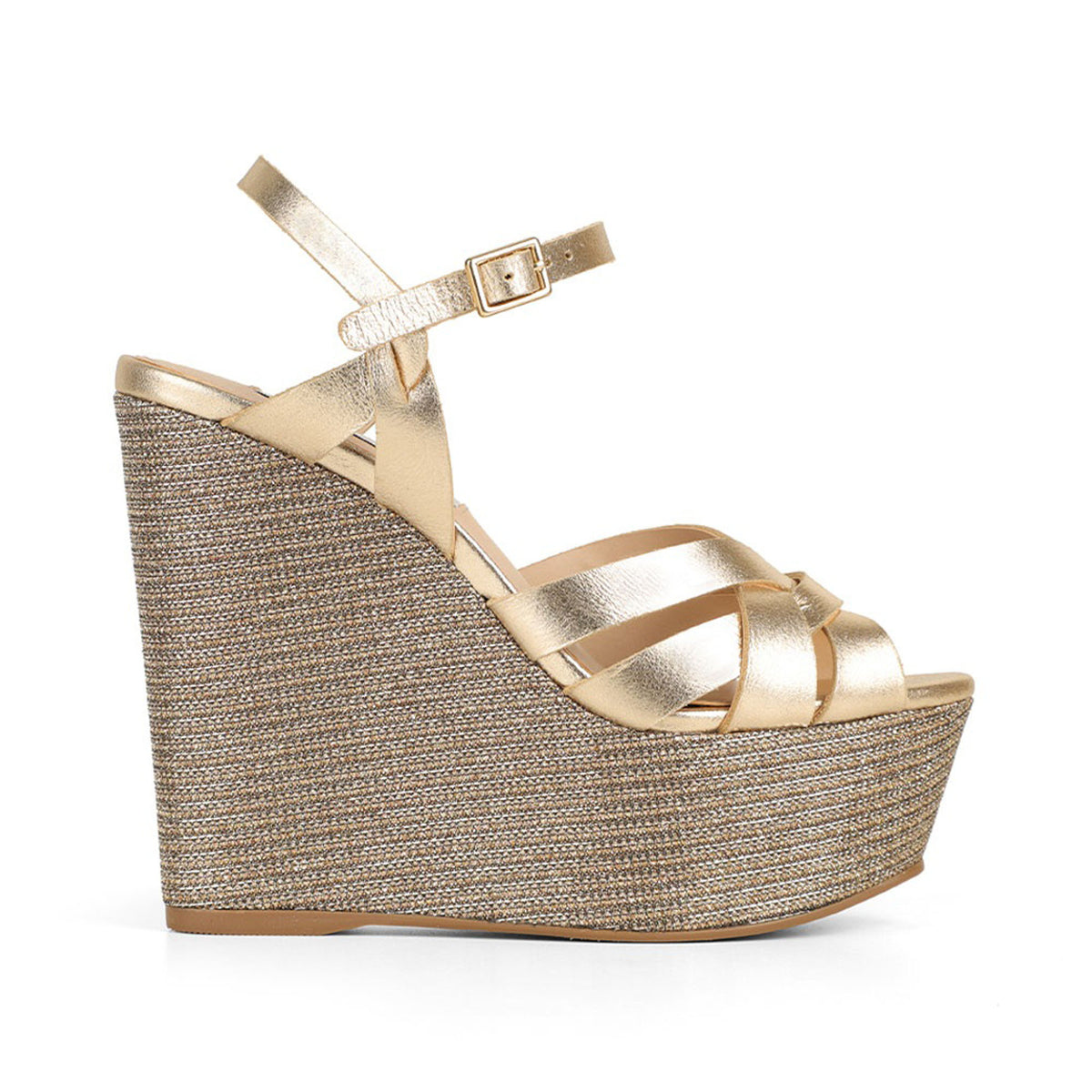 Tainara Wedge Gold Leather