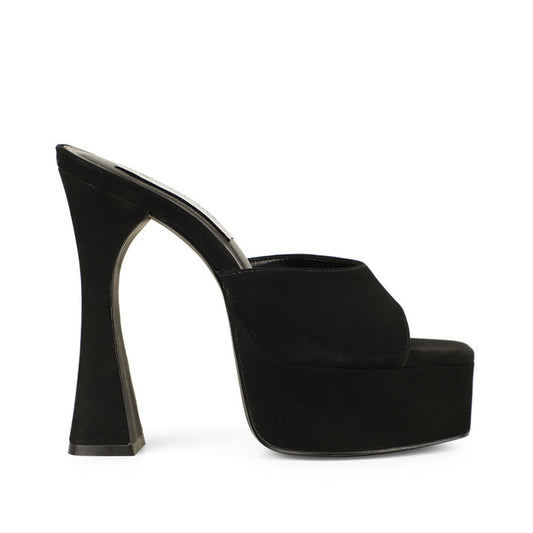 Mule de plataforma Valentina de piel negra