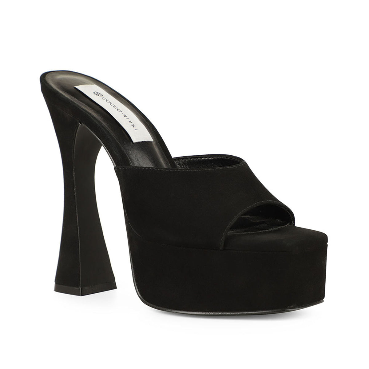 Mule de plataforma Valentina de piel negra