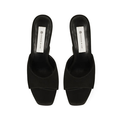 Mule de plataforma Valentina de piel negra